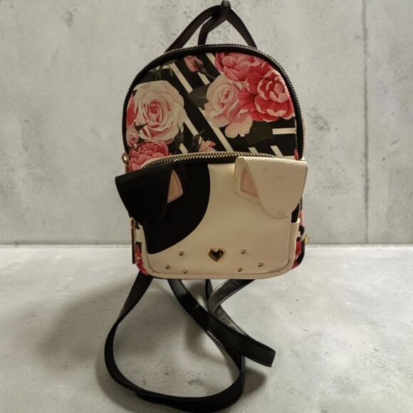 Betsey Johnson Handbags - Betsey Johnson Kitsch Floral/Plaid Puppy Mini Backpack EUC